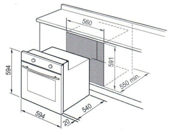Что значит размер ниши для встраивания духового шкафа